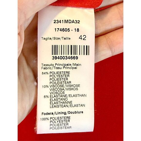 NWOT MSGM Red Short Sleeve Ruffle Detail Structured Dress Women's Size 42 8US - Picture 5 of 10